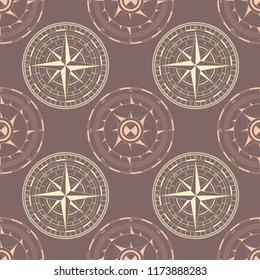 Seamless pattern with compass rose  for your design