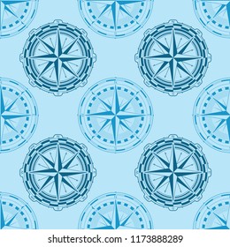 Seamless pattern with compass rose  for your design