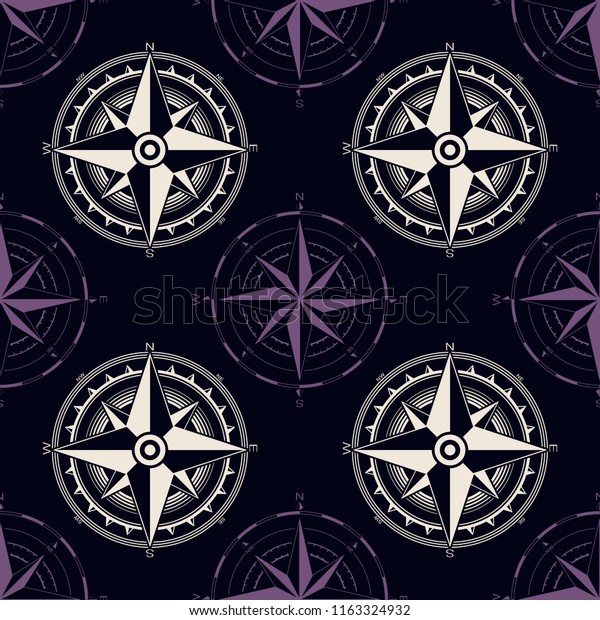 Seamless Pattern Compass Rose Your Design Stock Vector Royalty Free 1163324932 0843