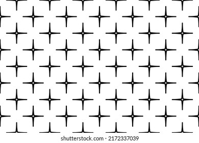 Patrón sin brillo completo con contornos de símbolos abstractos de estrella. Los elementos están separados por igual. Ilustración del vector sobre fondo blanco
