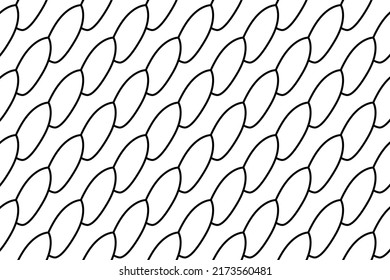 Seamless pattern completely filled with outlines of surf board symbols. Elements are evenly spaced. Vector illustration on white background