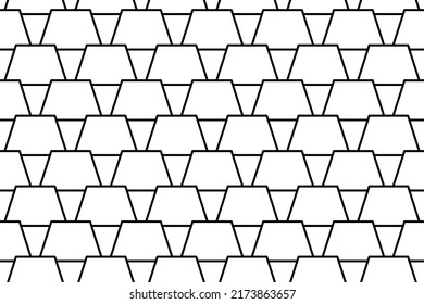 Seamless pattern completely filled with outlines of trapezoid symbols. Elements are evenly spaced. Vector illustration on white background