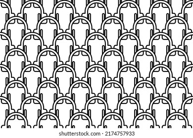 Seamless pattern completely filled with outlines of headphones symbols. Elements are evenly spaced. Vector illustration on white background
