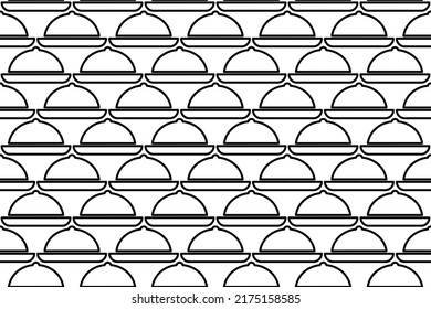 Seamless pattern completely filled with outlines of cloche symbols. Elements are evenly spaced. Vector illustration on white background