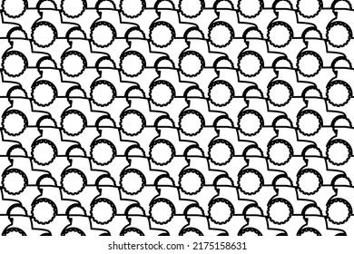 Seamless pattern completely filled with outlines of tractor symbols. Elements are evenly spaced. Vector illustration on white background
