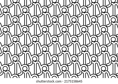 Seamless pattern completely filled with outlines of zodiac capricorn symbols. Elements are evenly spaced. Vector illustration on white background