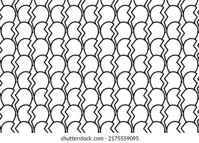 Seamless pattern completely filled with outlines of broken heart symbols. Elements are evenly spaced. Vector illustration on white background
