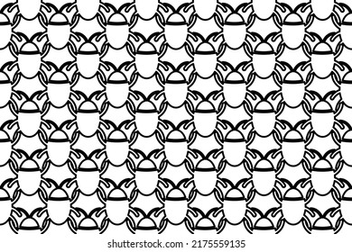 Seamless pattern completely filled with outlines of bug symbols. Elements are evenly spaced. Vector illustration on white background