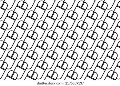 Seamless pattern completely filled with outlines of computer mouse symbols. Elements are evenly spaced. Vector illustration on white background