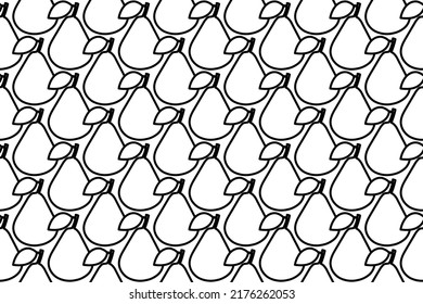 Patrón sin brillo completo con contornos de símbolos de pera. Los elementos están separados por igual. Ilustración del vector sobre fondo blanco