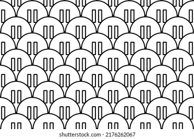 Seamless pattern completely filled with outlines of pause symbols. Elements are evenly spaced. Vector illustration on white background