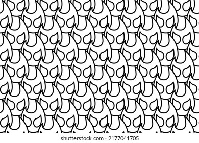 Seamless pattern completely filled with outlines of fire symbols. Elements are evenly spaced. Vector illustration on white background