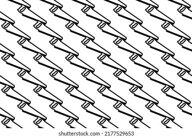 Seamless pattern completely filled with outlines of hand saw symbols. Elements are evenly spaced. Vector illustration on white background