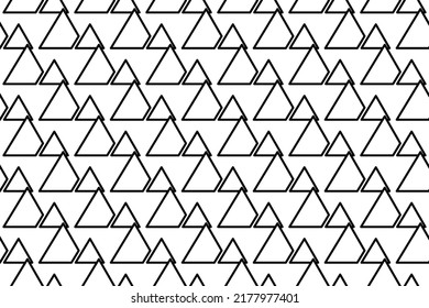 Seamless pattern completely filled with outlines of mountains symbols. Elements are evenly spaced. Vector illustration on white background