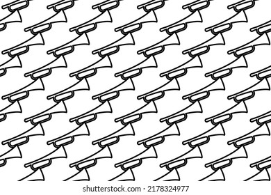Seamless pattern completely filled with outlines of trumpet symbols. Elements are evenly spaced. Vector illustration on white background