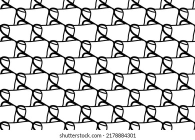 Seamless pattern completely filled with outlines of mask symbols. Elements are evenly spaced. Vector illustration on white background