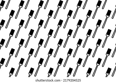 Seamless pattern completely filled with outlines of forks. Elements are evenly spaced. Vector illustration on white background