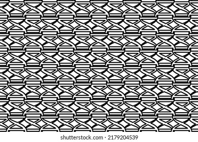 Seamless pattern completely filled with outlines of dna symbols. Elements are evenly spaced. Vector illustration on white background
