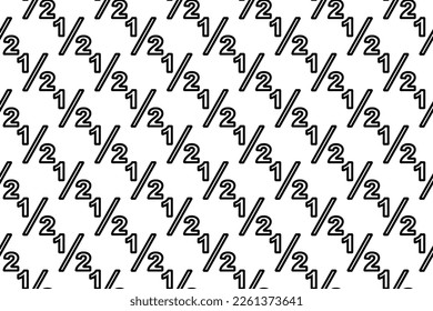 Seamless pattern completely filled with outlines of half fraction symbols. Elements are evenly spaced. Vector illustration on white background