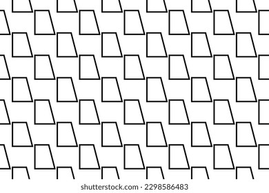 Seamless pattern completely filled with outlines of trapezium symbols. Elements are evenly spaced. Vector illustration on white background