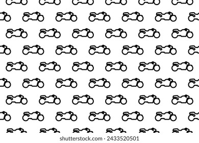 Seamless pattern completely filled with outlines of bike symbols. Elements are evenly spaced. Vector illustration on white background