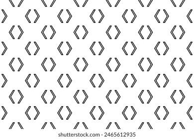 Seamless pattern completely filled with outlines of angle brackets symbols. Elements are evenly spaced. Vector illustration on white background