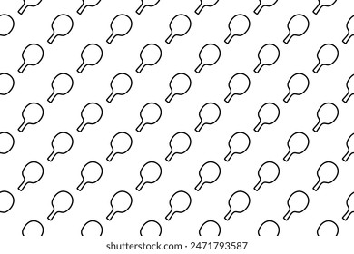 Seamless pattern completely filled with outlines of table tennis symbols. Elements are evenly spaced. Vector illustration on white background