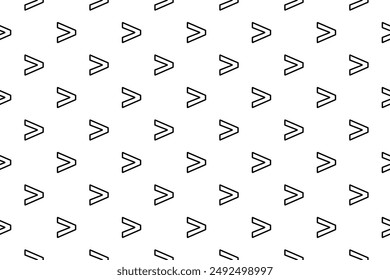 Seamless pattern completely filled with outlines of greater symbols. Elements are evenly spaced. Vector illustration on white background