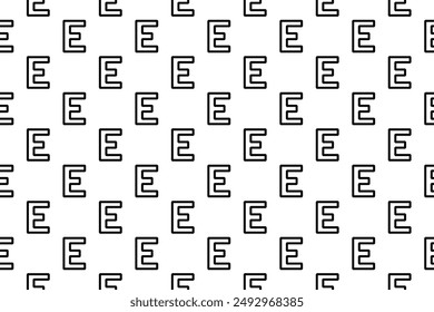 Seamless pattern completely filled with outlines of capital letter E symbols. Elements are evenly spaced. Vector illustration on white background