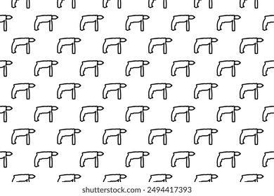 Seamless pattern completely filled with outlines of drill symbols. Elements are evenly spaced. Vector illustration on white background