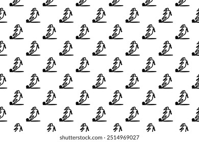 Seamless pattern completely filled with outlines of female football symbols. Elements are evenly spaced. Vector illustration on white background