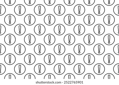 Seamless pattern completely filled with outlines of attention symbols. Elements are evenly spaced. Vector illustration on white background