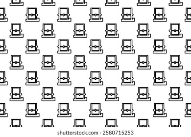 Seamless pattern completely filled with outlines of 3D printer symbols. Elements are evenly spaced. Vector illustration on white background