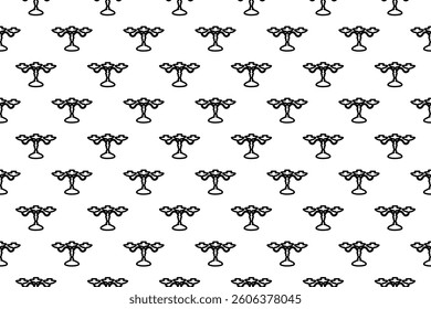 Seamless pattern completely filled with outlines of candlestick symbols. Elements are evenly spaced. Vector illustration on white background