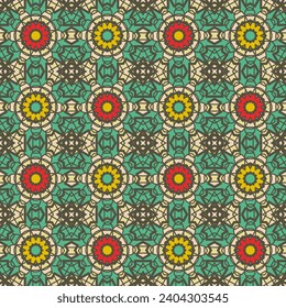 Seamless pattern with a complex decorative composition. Vector illustration
