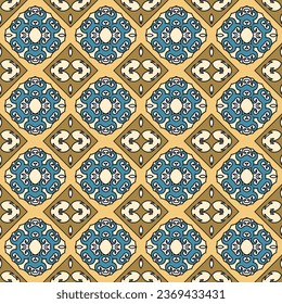 Seamless pattern with complex ethnic ornament. Vector illustration