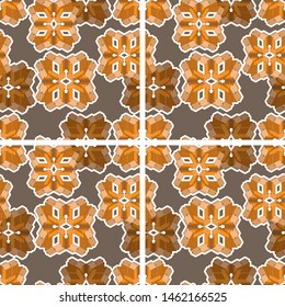Seamless pattern with a complex geometric pattern and white intersecting stripes. Vector illustration