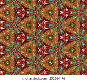 Seamless pattern composed of bright color abstract elements located on a white background. Useful as design element for texture, pattern and artistic compositions. Vector illustration.