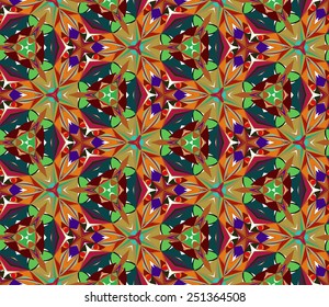 Seamless pattern composed of bright color abstract elements located on a white background. Useful as design element for texture, pattern and artistic compositions. Vector illustration.
