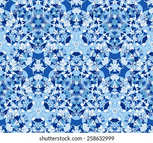 Seamless pattern composed of color abstract elements located on a white background. Useful as design element for texture, pattern and artistic compositions. Vector illustration.