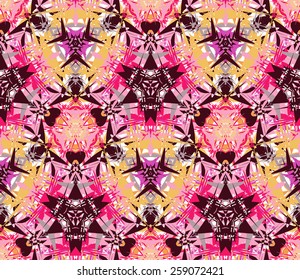 Seamless pattern composed of color abstract elements located on a white background. Useful as design element for texture, pattern and artistic compositions. Vector illustration.