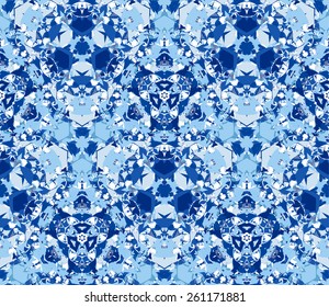 Seamless pattern composed of color abstract elements located on a white background. Useful as design element for texture, pattern and artistic compositions. Vector illustration.