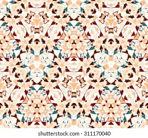 Seamless pattern composed of color abstract elements located on white. Useful as design element for texture, pattern and artistic compositions. Vector illustration.