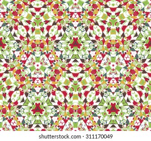 Seamless pattern composed of color abstract elements located on white. Useful as design element for texture, pattern and artistic compositions. Vector illustration.