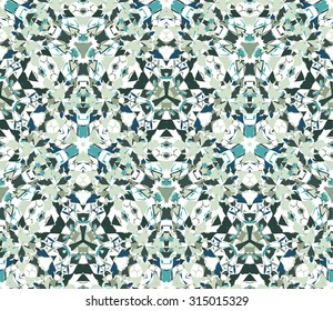Seamless pattern composed of color abstract elements located on white background. Useful as design element for texture, pattern and artistic compositions. Vector illustration.