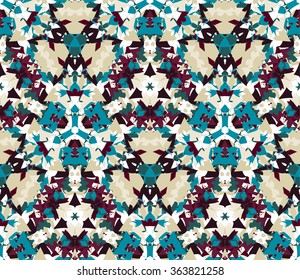 Seamless pattern composed of color abstract elements located on white background. Useful as design element for texture, pattern and artistic compositions. Vector illustration.
