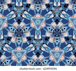 Seamless pattern. Composed of color abstract shapes. Useful as design element for texture and artistic compositions.