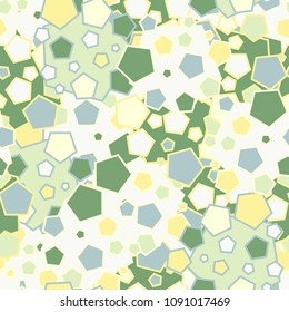 A seamless pattern composed of colored pentagons. Fashionable texture. Stylish wallpaper on the wall. Bright clothes.