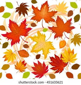 seamless pattern composed from colorful autumn leaves on white background vector illustration leaf fall imitation