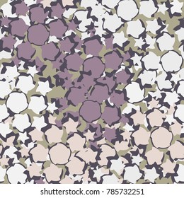A seamless pattern composed of distorted five-pointed stars. Six-color texture. Autumn colors. To apply for tourist and beach clothing, backgrounds of sites and games, 3d models.
